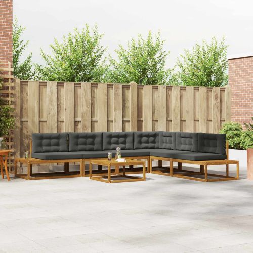 Комплект дивани за открито 7 Брой Натурален и Антрацит