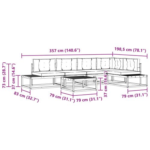 Комплект дивани за открито 7 Брой Натурален и Антрацит