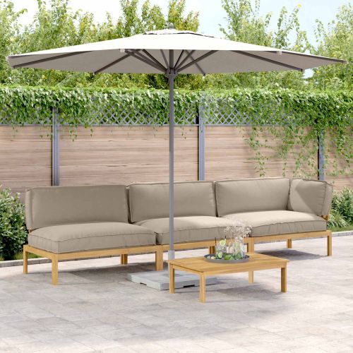 Комплект дивани Едноцветен 4 pcs Таупе Солидно акациево дърво