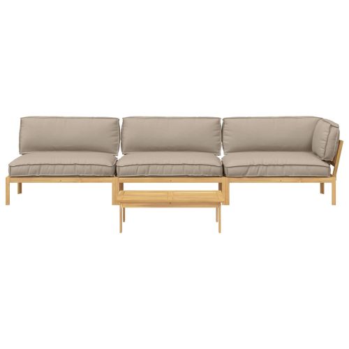 Комплект дивани Едноцветен 4 pcs Таупе Солидно акациево дърво