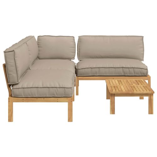 Комплект дивани Едноцветен 4 pcs Таупе Солидно акациево дърво