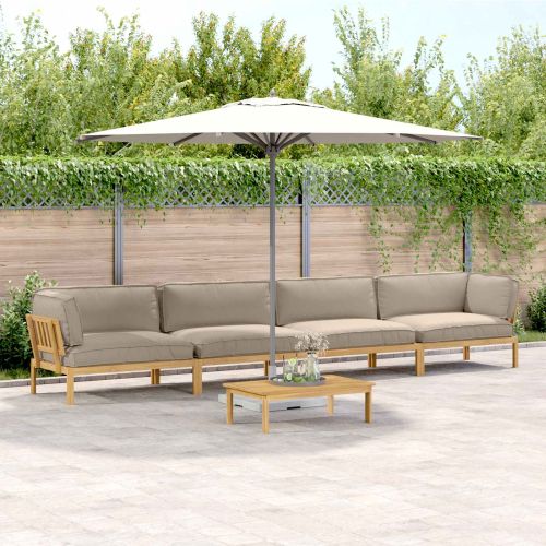 Комплект дивани Едноцветен 5 pcs Таупе Солидно акациево дърво