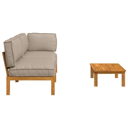 Комплект дивани Едноцветен 3 pcs Таупе Солидно акациево дърво