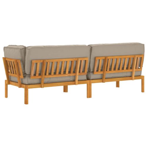 Комплект дивани Едноцветен 3 pcs Таупе Солидно акациево дърво