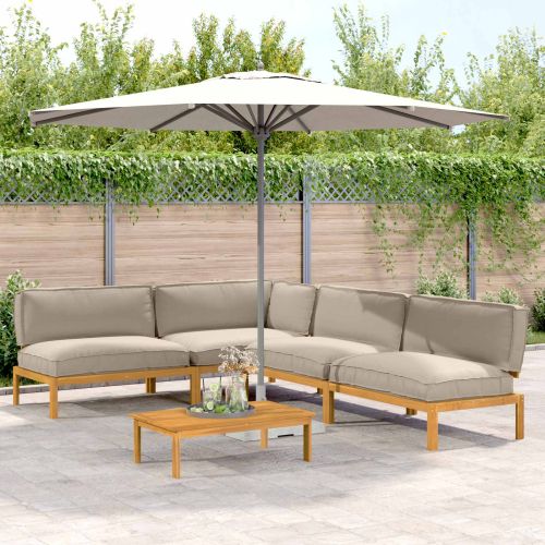 Комплект дивани Едноцветен 5 pcs Таупе Солидно акациево дърво