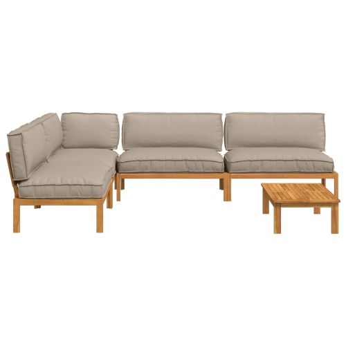 Комплект дивани Едноцветен 5 pcs Таупе Солидно акациево дърво