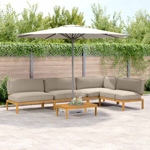 Комплект дивани Едноцветен 5 pcs Таупе Солидно акациево дърво