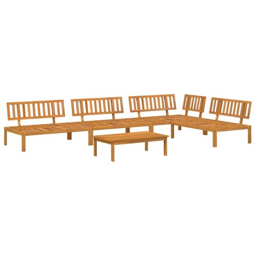 Комплект дивани Едноцветен 5 pcs Таупе Солидно акациево дърво