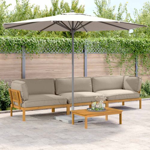 Комплект дивани Едноцветен 4 pcs Таупе Солидно акациево дърво