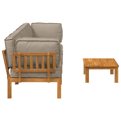 Комплект дивани Едноцветен 4 pcs Таупе Солидно акациево дърво