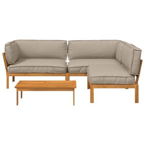 Комплект дивани Едноцветен 4 pcs Таупе Солидно акациево дърво