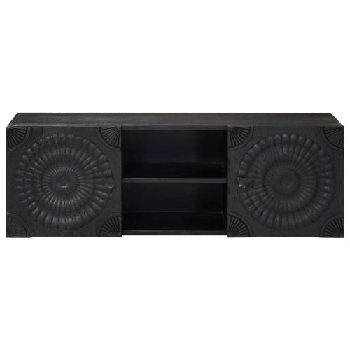 ТВ шкаф с рафт със съхранение с врата Черен 105 x 30 x 35 см