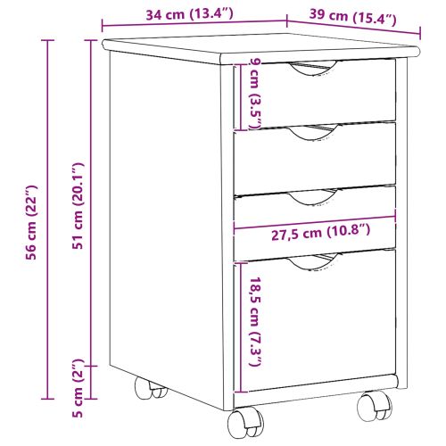 Плъзгащ кабинет Кафяво 34 x 39 x 56 см Масивна боровина