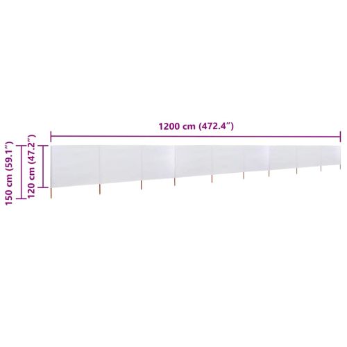 Параван против вятър от 9 панела плат 1200x120 см пясъчнобял