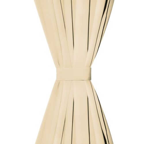 Завеси от микросатен, 2 бр, с "уши", 140x245 см, бежови