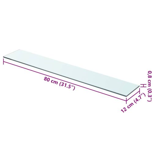 Плоча за рафт, прозрачно стъкло, 80 x 12 см