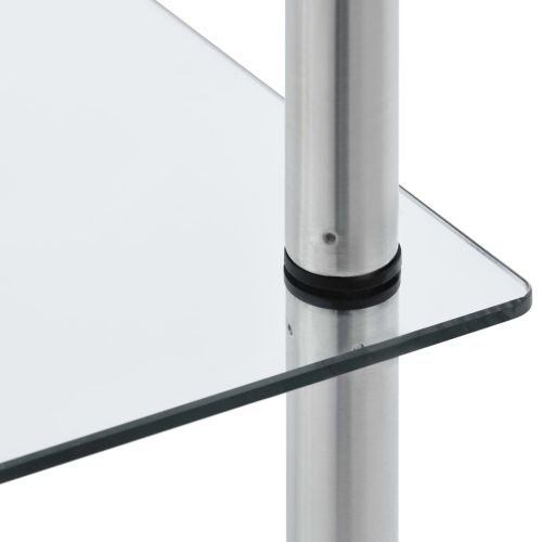 Етажерка с 6 рафта, прозрачна, 40x40x160 см, закалено стъкло