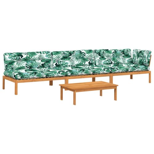 Градински комплект диван с възглавници, 4 части, акация масив