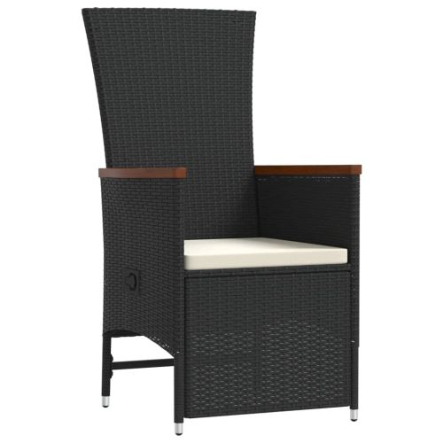 Градински трапезен комплект възглавници 9 части черен полиратан