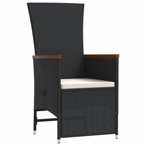 Градински комплект с възглавници 11 части полиратан черен