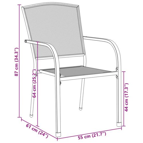 Стифиращи градински столове 3 части антрацит боядисана стомана