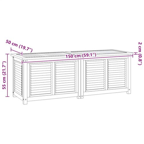 Градинска кутия за съхранение с чанта, 150x50x55 см, тик масив