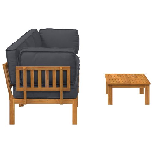 Комплект дивани 4 pcs Антрацит Солидно акациево дърво