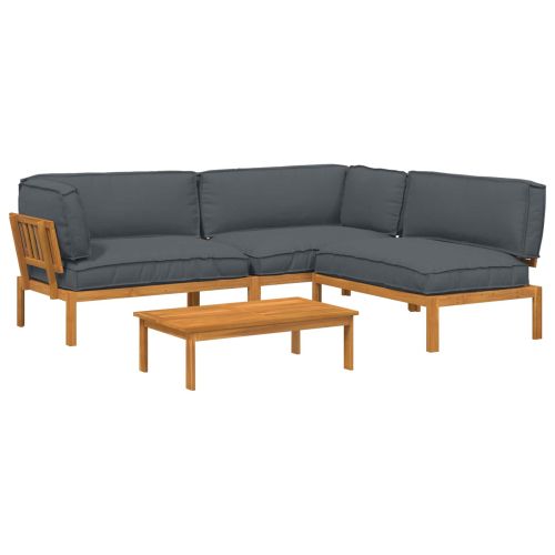 Комплект дивани 4 pcs Антрацит Солидно акациево дърво