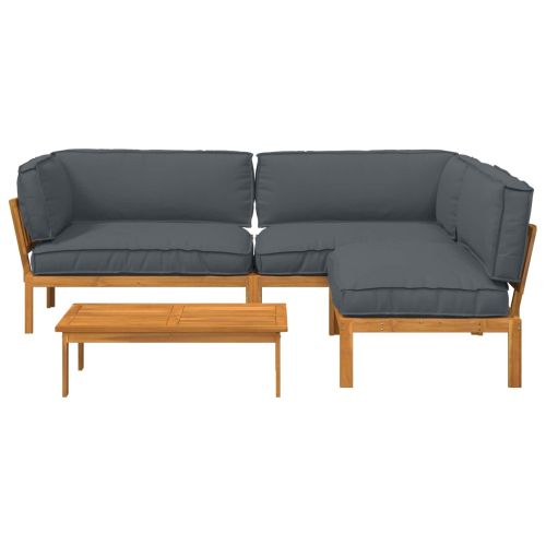 Комплект дивани 4 pcs Антрацит Солидно акациево дърво