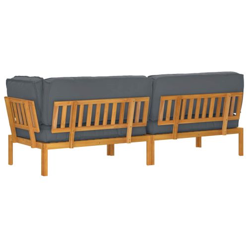 Комплект дивани 3 pcs Антрацит Солидно акациево дърво