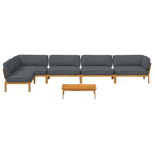 Комплект дивани 6 pcs Антрацит Солидно акациево дърво