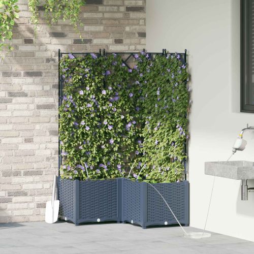 Градинска саксия 3 pcs Сив 80 x 80 x 142 см Пластмаса