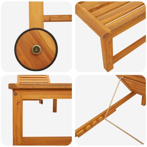 Шезлонг Кафяво 202 x 53 x 89 см Солидно акациево дърво