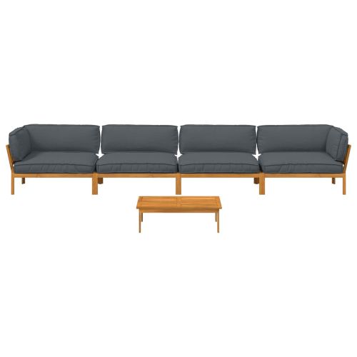 Комплект дивани 5 pcs Антрацит Солидно акациево дърво