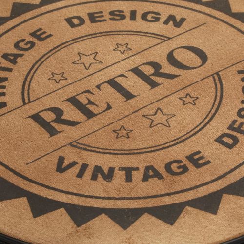 Бар табуретки с канава принт, 2 бр, кафяво и черно, козя кожа