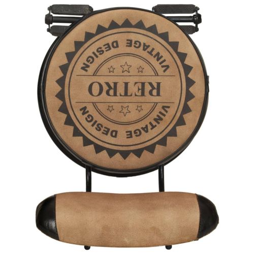 Бар табуретки с канава принт, 2 бр, кафяво и черно, козя кожа