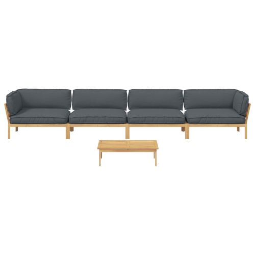 Комплект дивани 5 pcs Антрацит Солидно акациево дърво