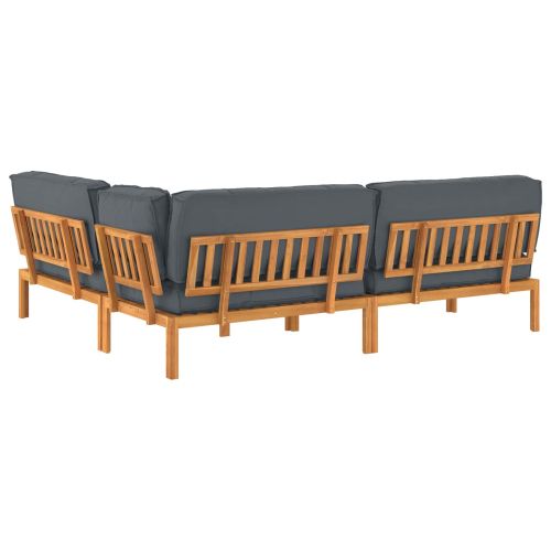 Комплект дивани 4 pcs Антрацит Солидно акациево дърво