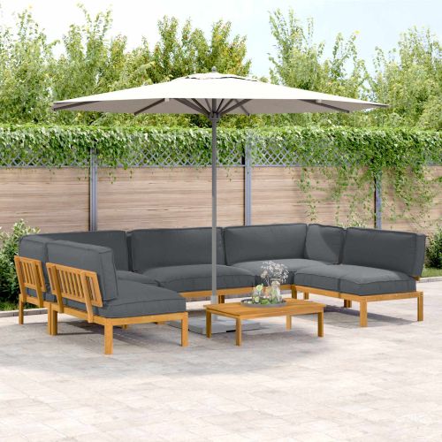 Комплект дивани 6 pcs Антрацит Солидно акациево дърво