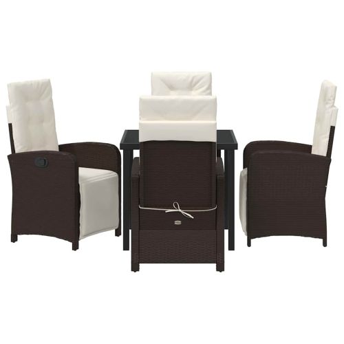 Комплект за хранене в градината 5 pcs Кафяво полиратан