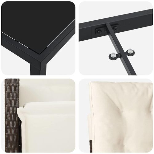 Комплект за хранене в градината 5 pcs Кафяво полиратан