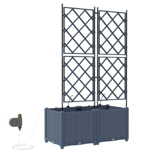 Градинска саксия 2 pcs Сив 80 x 40 x 142 cm Пластмаса