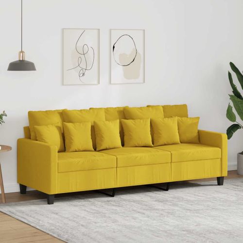 3-местен диван, светложълт, 180 см, плат