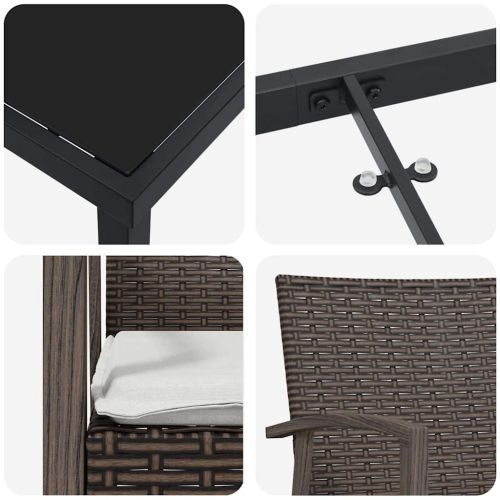 Комплект за хранене в градината 5 pcs Кафяв и черен ПЕ ратан