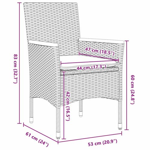 Комплект за хранене в градината 3 pcs Черно полиратан