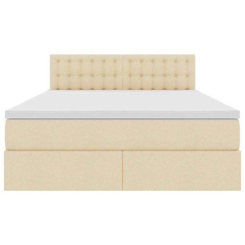 Легло с място за съхранение и LED Кремав 140 x 200 cm текстил