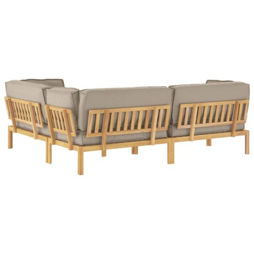 Комплект дивани Едноцветен 4 pcs Таупе Солидно акациево дърво