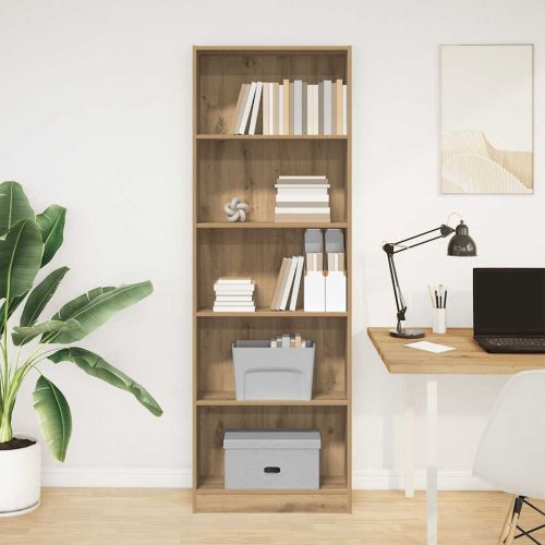 Библиотека, изкуствен дъб, 60x24x176 см, инженерно дърво