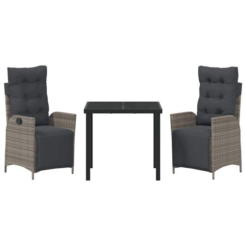 Комплект за хранене в градината 3 pcs Сив полиратан