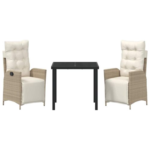 Комплект за хранене в градината 3 pcs Бежово полиратан